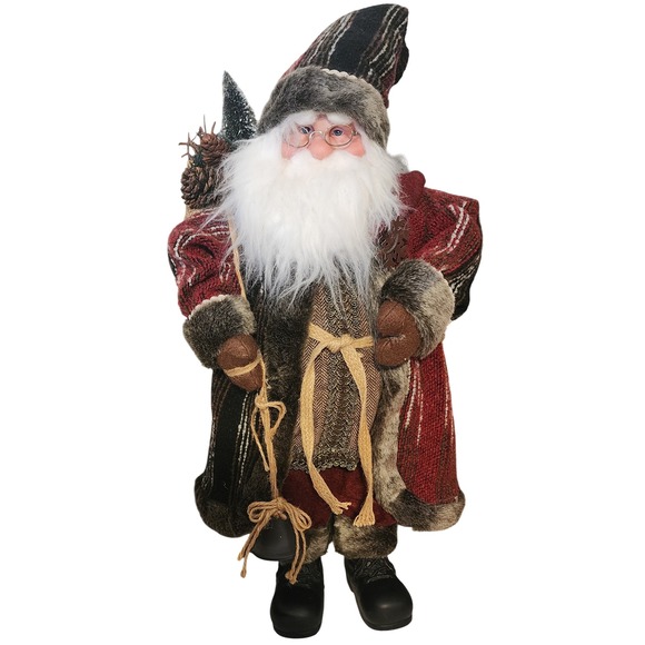 Rustic Christmas Santa Claus Figurine with Bag Accent Home Decor Holiday - Picture 1 of 7